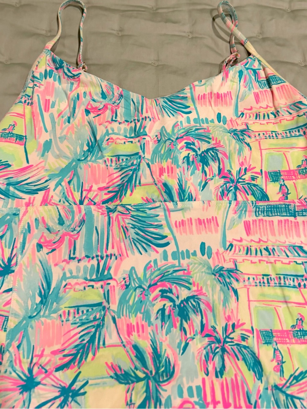 Lilly Pulitzer Tennis Dress /Tunic Tropical Print Pink & Blue XL GUC